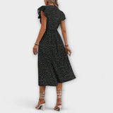 Elegantna Midi Obleka s Pikicami