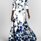 Lea | Elegantna maxi obleka z srednjimi rokavi ob morju