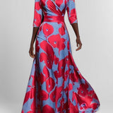 Lea | Elegantna maxi obleka z srednjimi rokavi ob morju