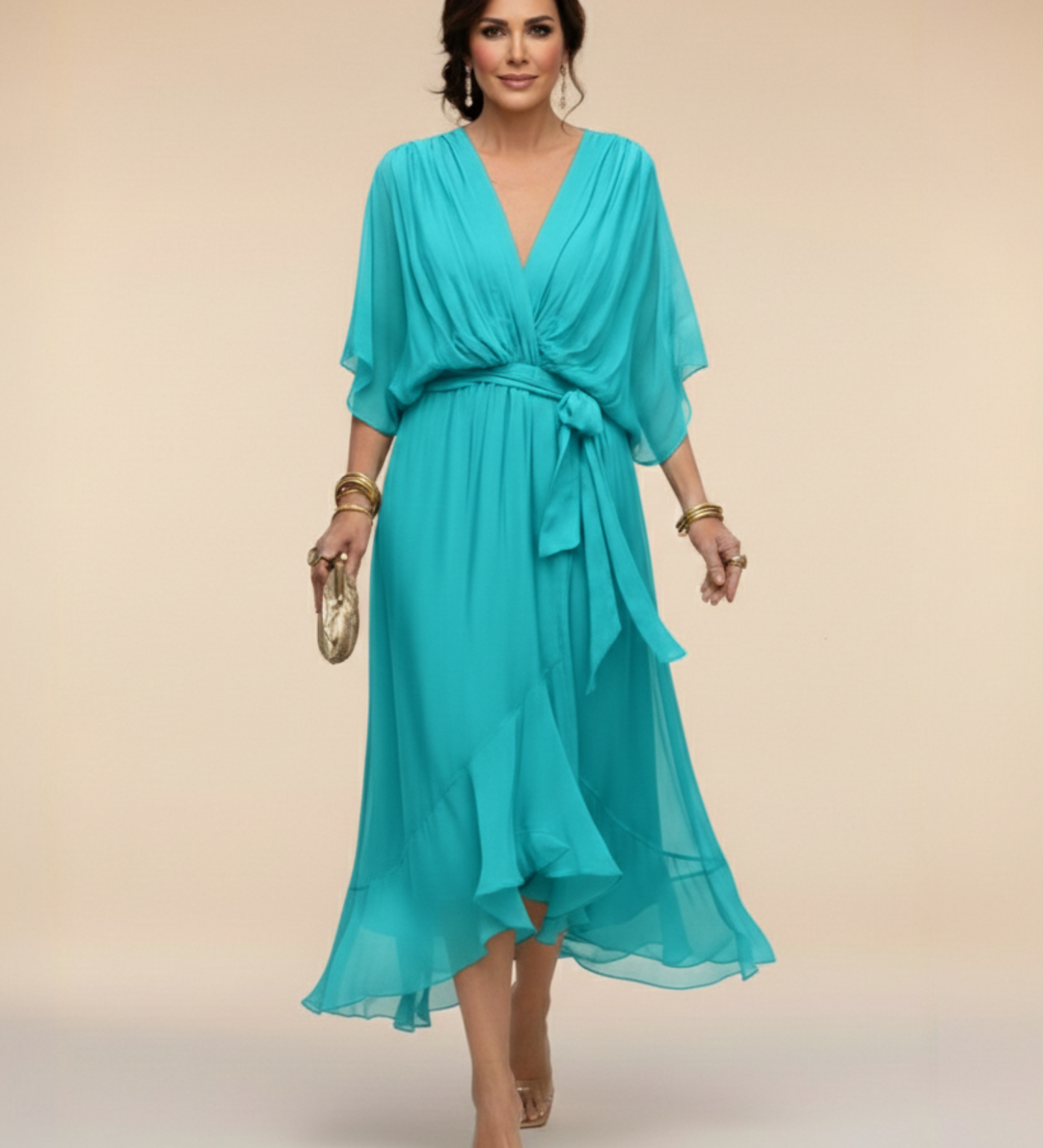 Julieta | Chiffon obleka z V-izrezom