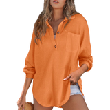 Eva – Lahka casual bluza z gumbi in V-izrezom