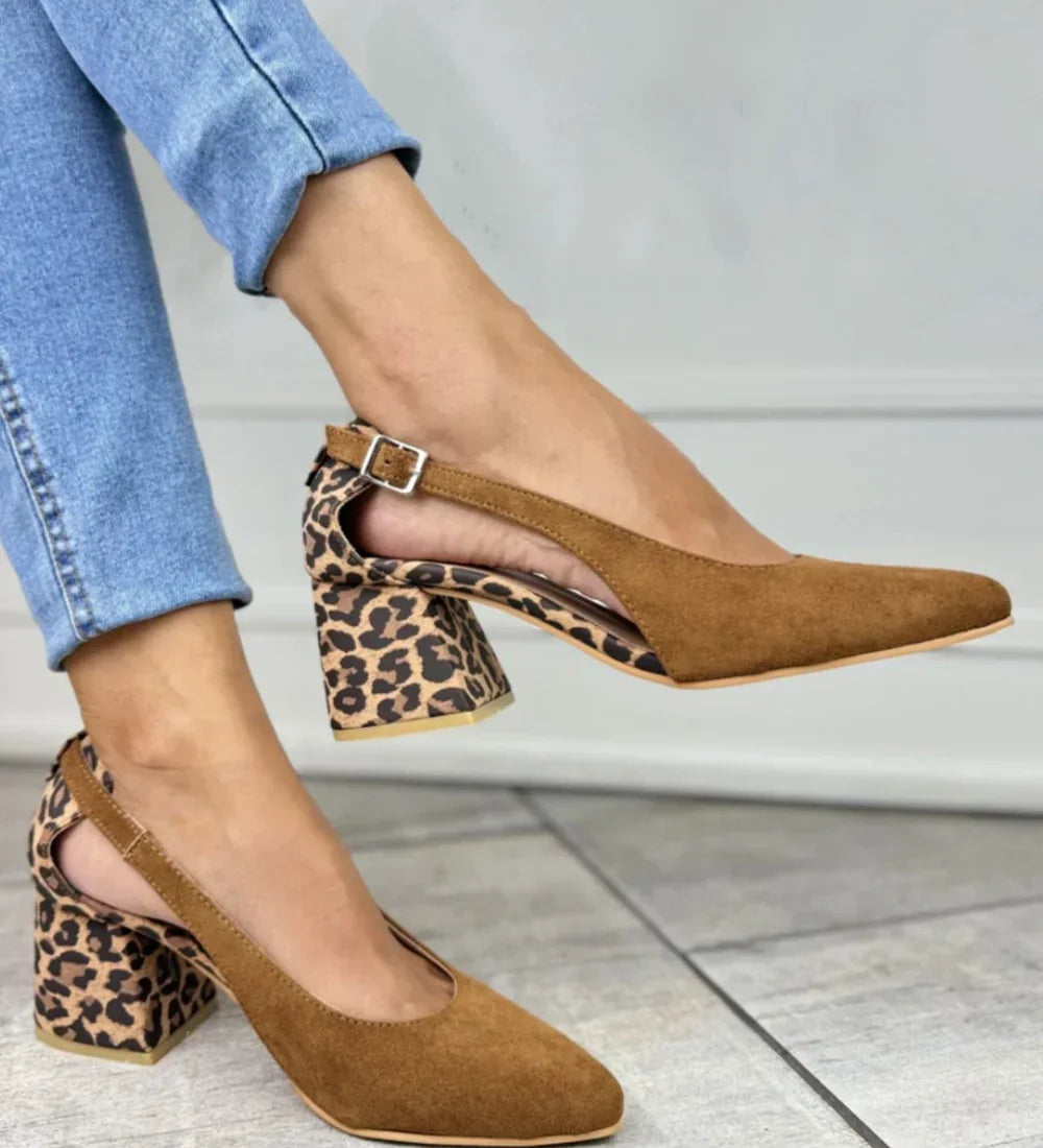 DEKOLTE SLINGBACK Z LEOPARDJIM PETO