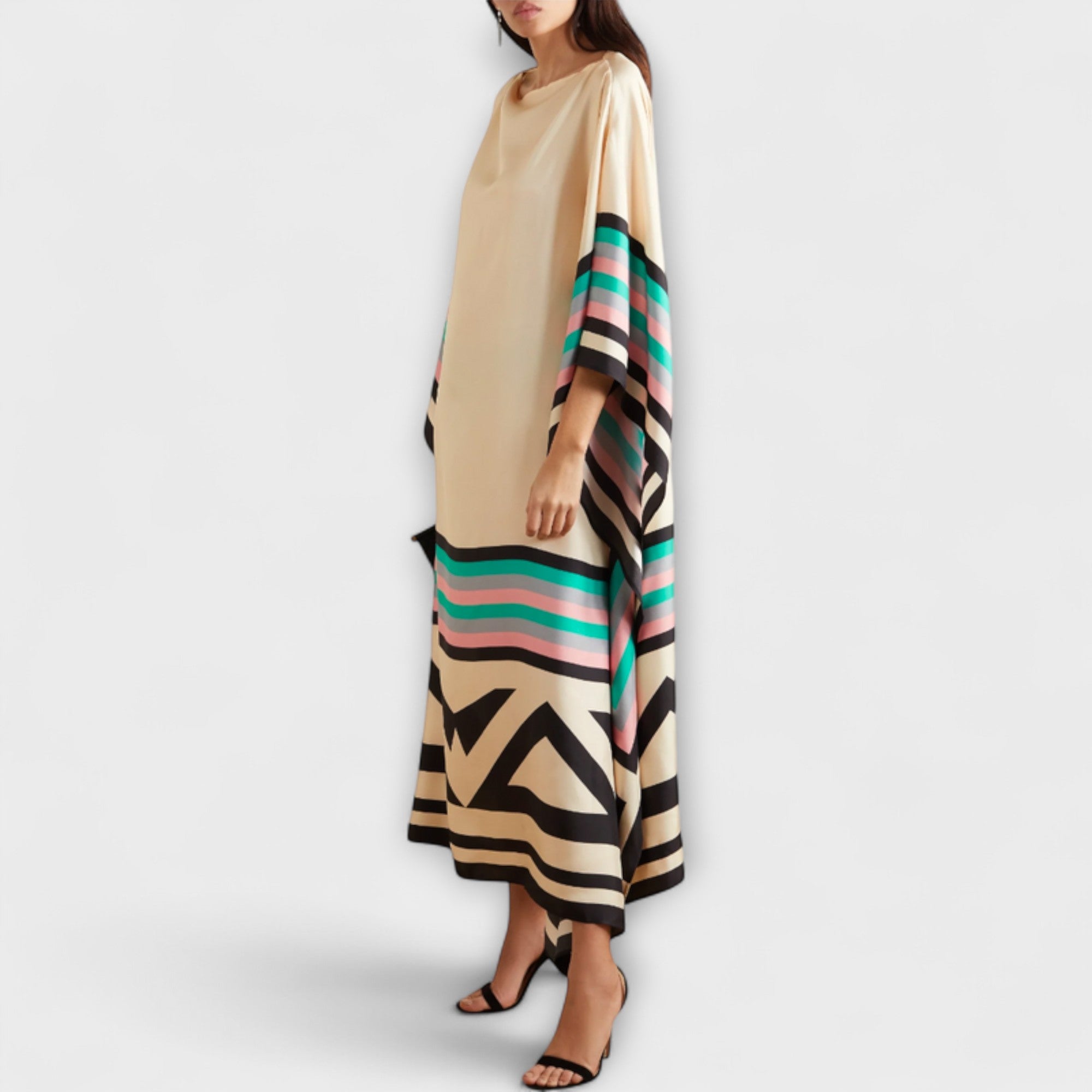 Elenora - Geometrijski kaftan z ohlapnim krojem