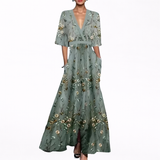 Valentina | Elegantna Maxi Obleka z Globokim Izrezom