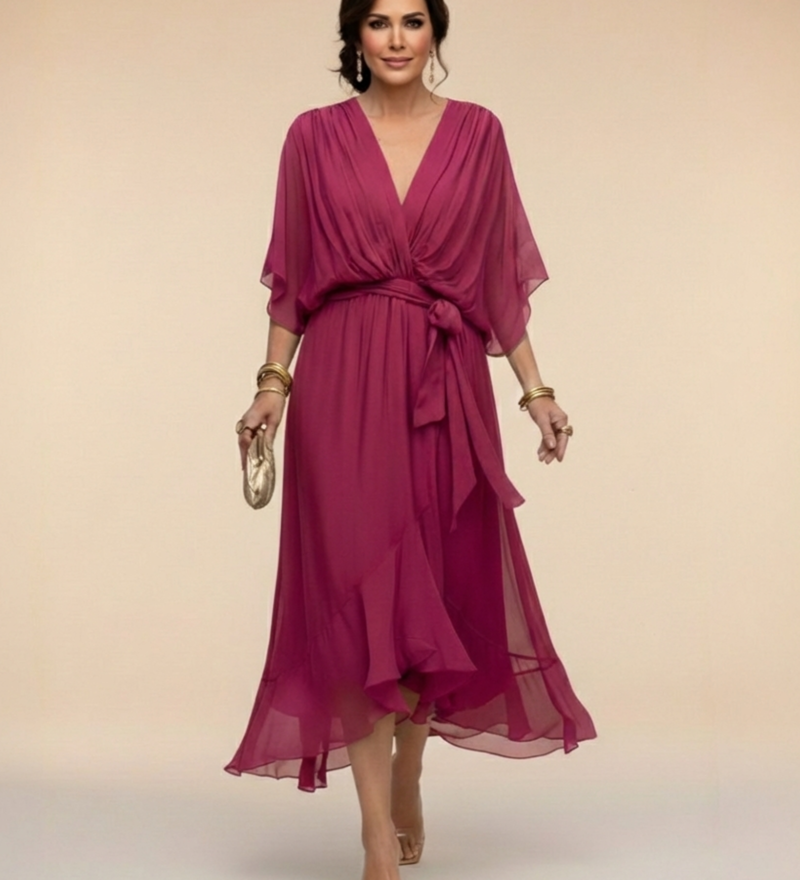 Julieta | Chiffon obleka z V-izrezom