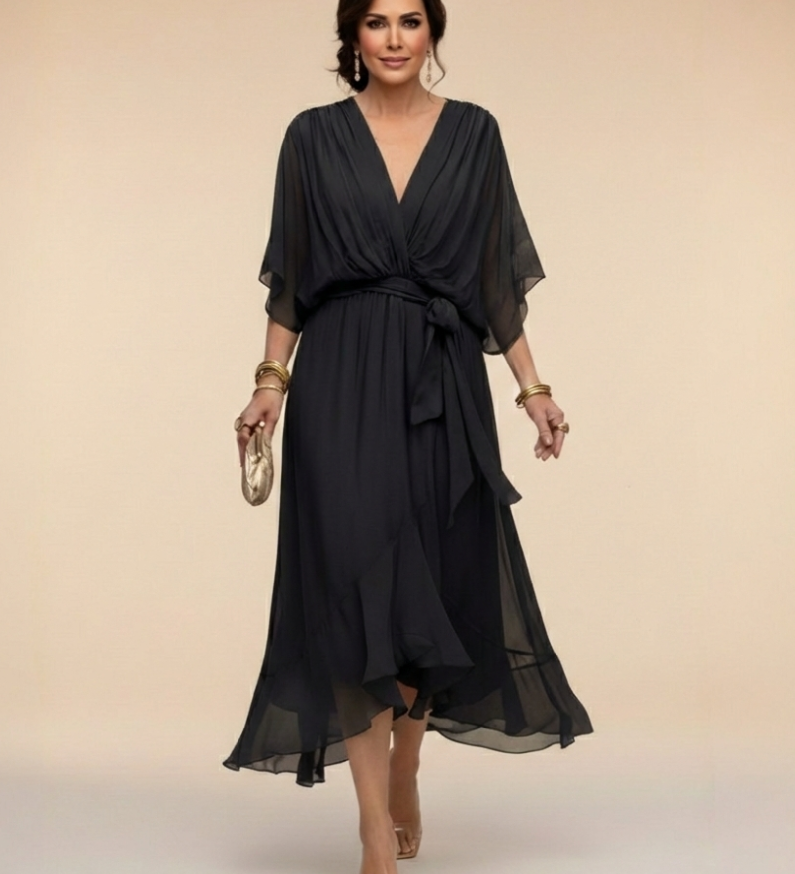 Julieta | Chiffon obleka z V-izrezom