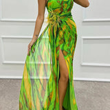 Vibrant Draped Obleka