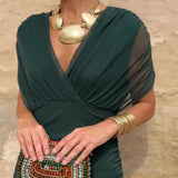 Louise | Elegantna Maxi Obleka za Praznovanje z V-izrezom
