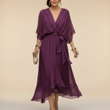 Julieta | Chiffon obleka z V-izrezom