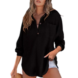 Eva – Lahka casual bluza z gumbi in V-izrezom