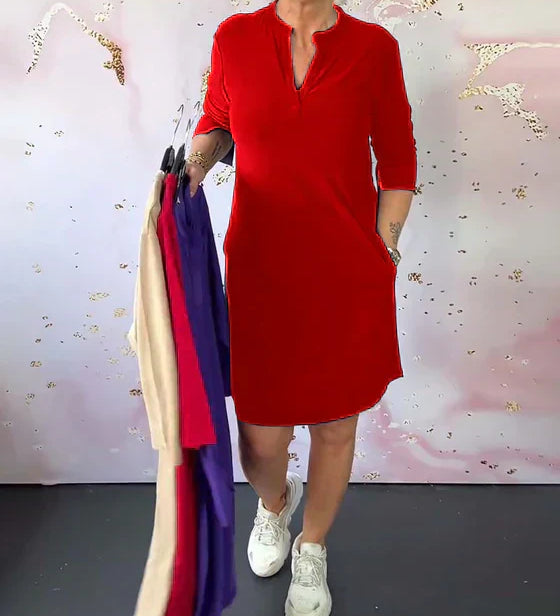 HANNE | ELEGANTNA OBLEKA Z V-IZREZOM