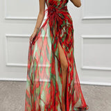 Vibrant Draped Obleka