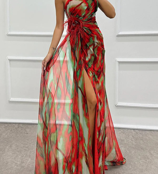Vibrant Draped Obleka