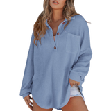 Eva – Lahka casual bluza z gumbi in V-izrezom
