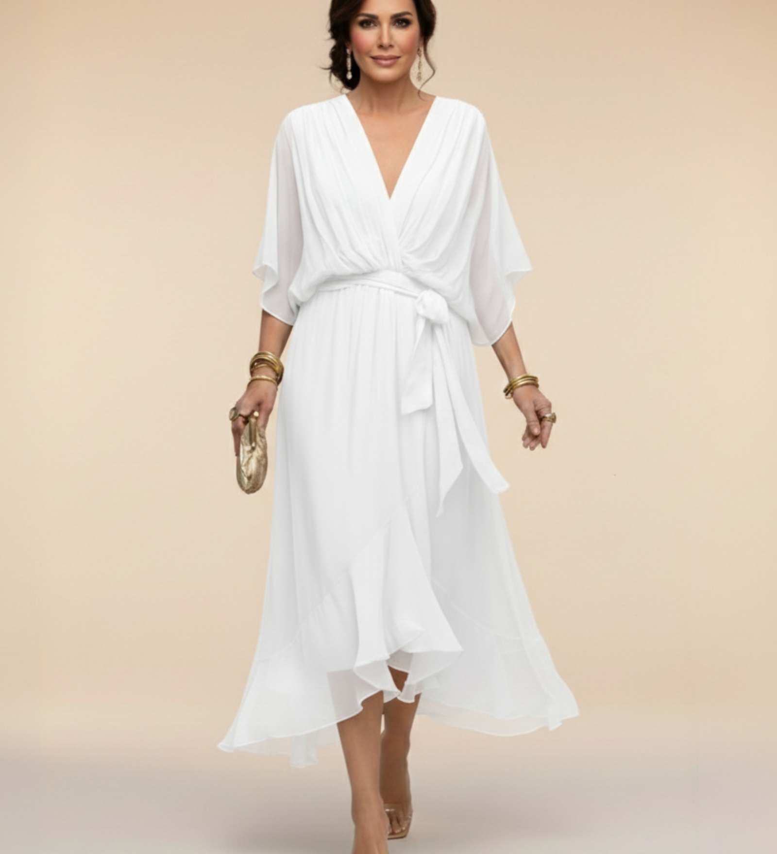 Julieta | Chiffon obleka z V-izrezom
