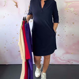 HANNE | ELEGANTNA OBLEKA Z V-IZREZOM