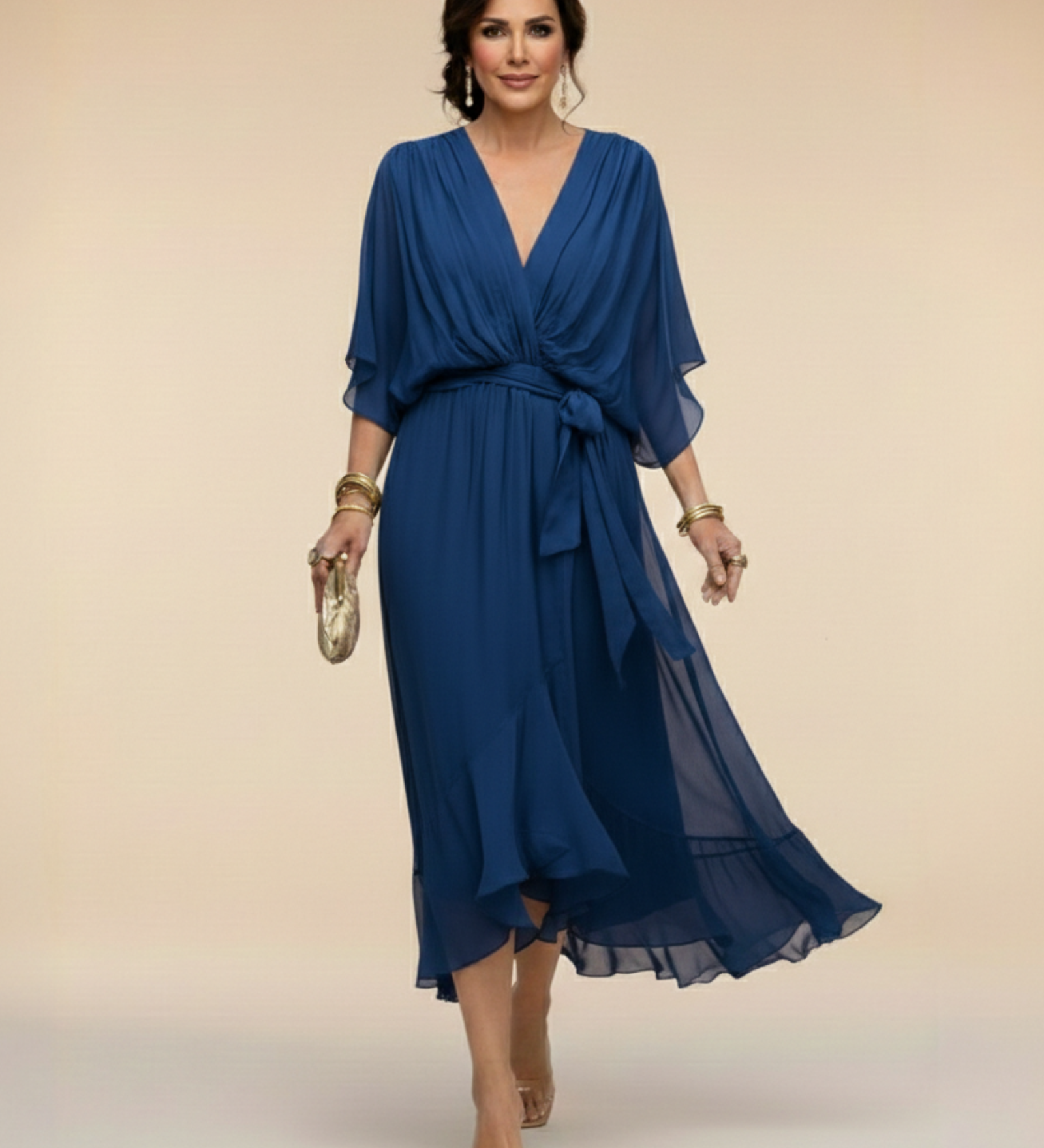 Julieta | Chiffon obleka z V-izrezom
