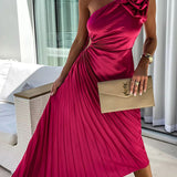 Eya™ | Eleganten Maxi cvetni obleka z enim ramenom