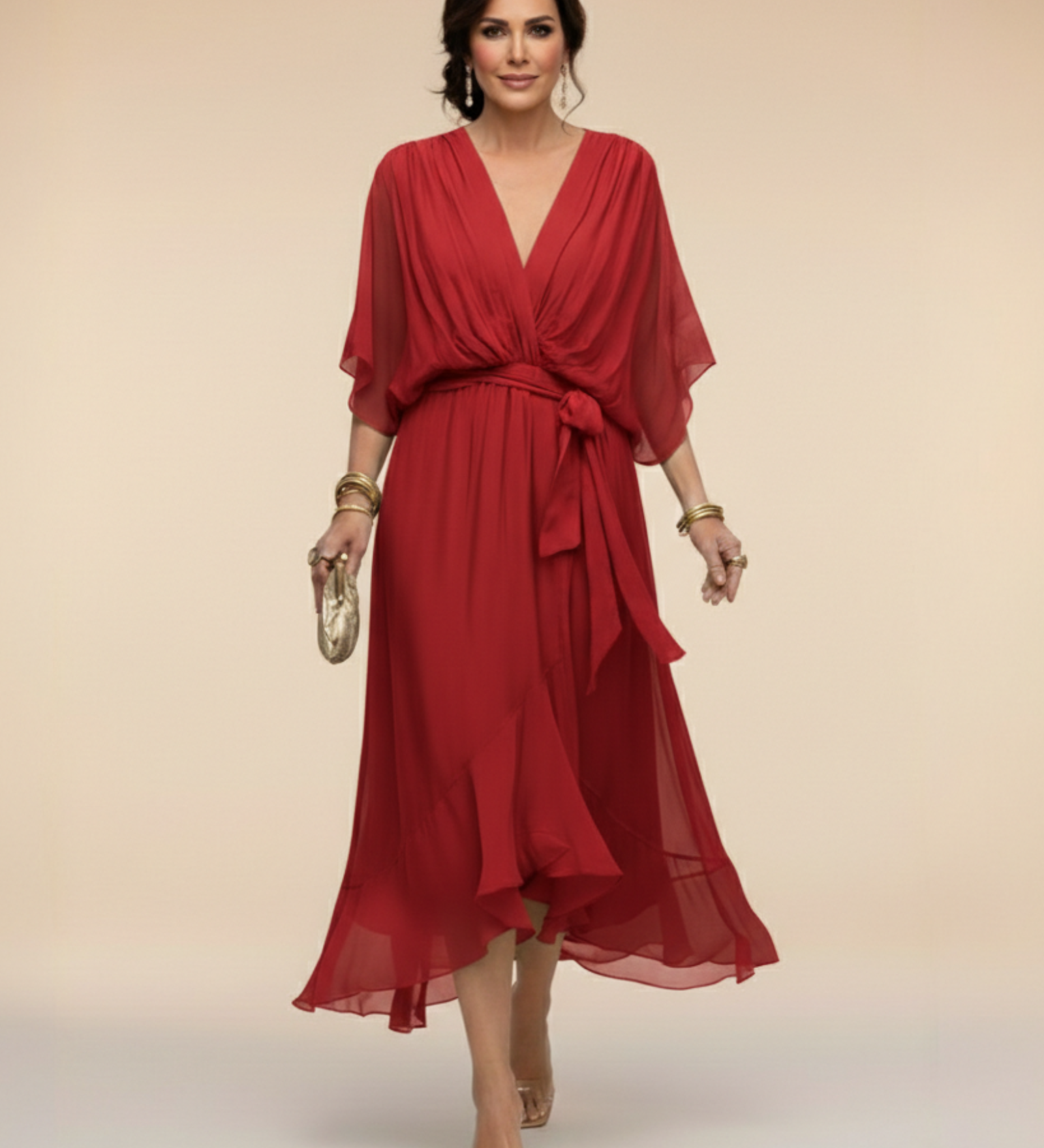 Julieta | Chiffon obleka z V-izrezom