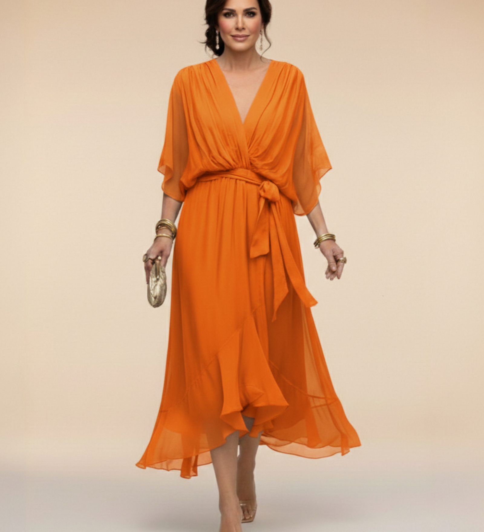 Julieta | Chiffon obleka z V-izrezom