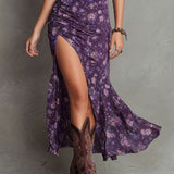 Wendy | Boho cvetlična midi obleka s pufastimi rokavi