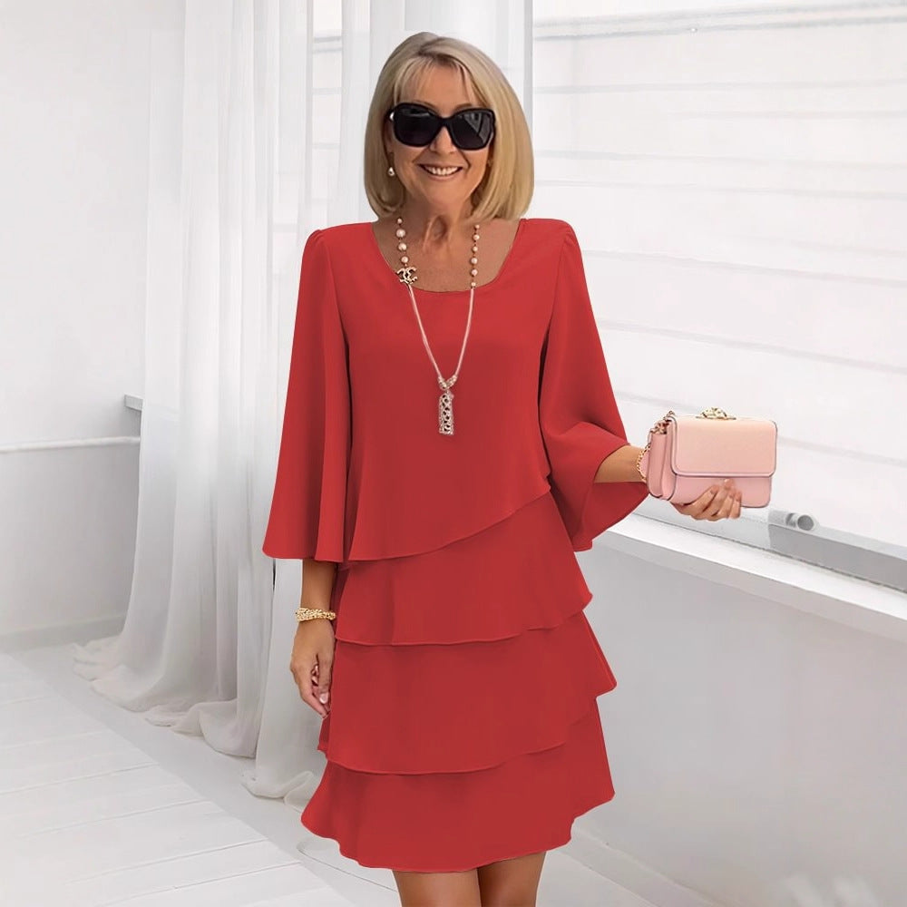 Margaux | Elegantna midi obleka z volani