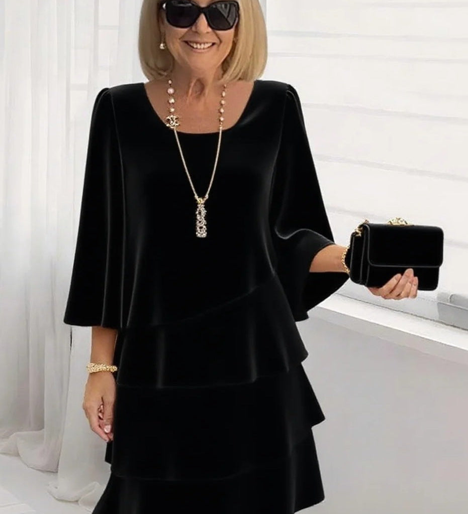 Margaux | Elegantna midi obleka z volani