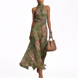Livia | Maxi Halter Obleka s Cvetličnim Motivom