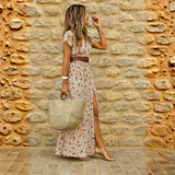 Justine | Dolga boho obleka s pasom