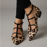Bridget - Čevlji s peto in leopardjo zanko