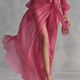 Beatrice | Elegantna Chiffon obleka z V-izrezom in vezanjem v pasu