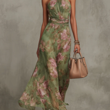 Livia | Maxi Halter Obleka s Cvetličnim Motivom