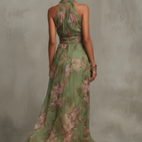 Livia | Maxi Halter Obleka s Cvetličnim Motivom