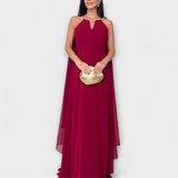 Mabel - Elegantne maxi obleke s plaščem in visokim razporkom