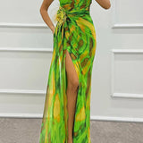 Vibrant Draped Obleka