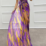 Vibrant Draped Obleka
