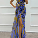 Vibrant Draped Obleka