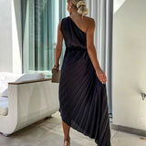 Eya™ | Eleganten Maxi cvetni obleka z enim ramenom