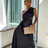 Eya™ | Eleganten Maxi cvetni obleka z enim ramenom