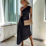 Eya™ | Eleganten Maxi cvetni obleka z enim ramenom
