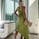 Eya™ | Eleganten Maxi cvetni obleka z enim ramenom