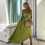 Eya™ | Eleganten Maxi cvetni obleka z enim ramenom