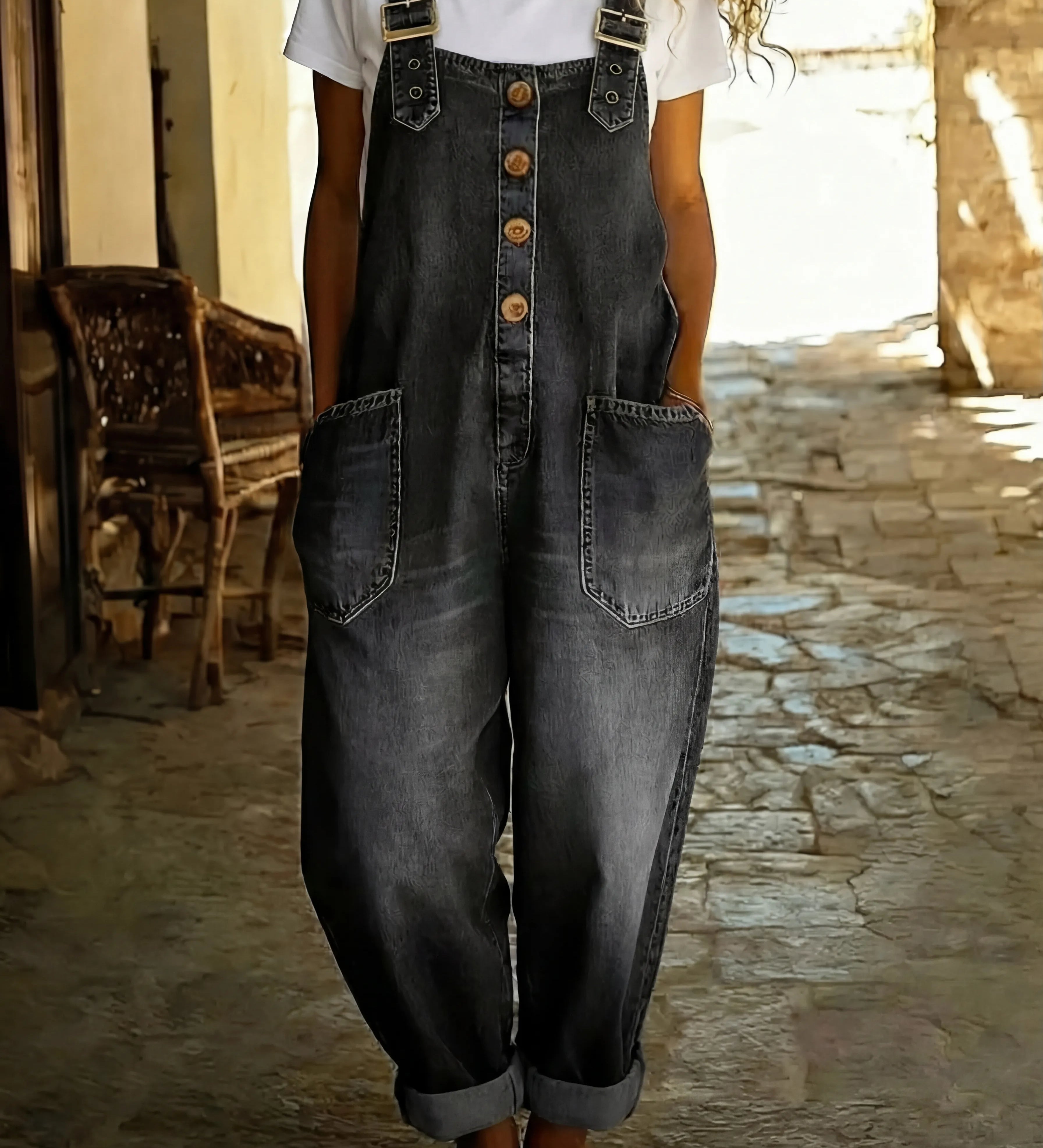 Bojana | Sproščen Jeans Kombinezon