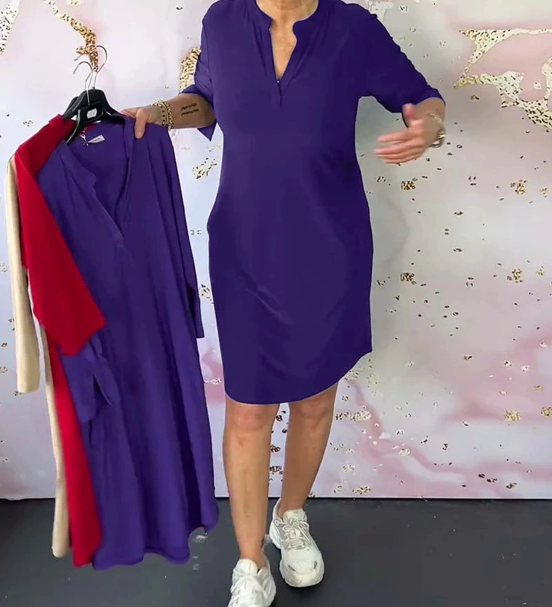 HANNE | ELEGANTNA OBLEKA Z V-IZREZOM