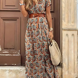 Justine | Dolga boho obleka s pasom