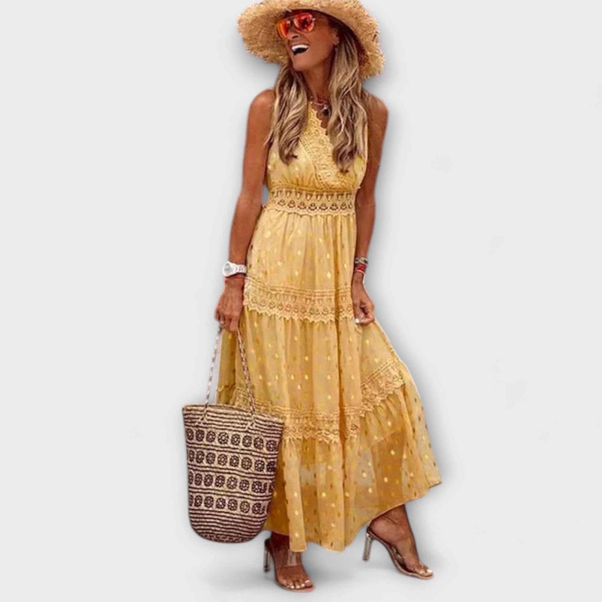 Lola - Maxi obleka z boho čipko